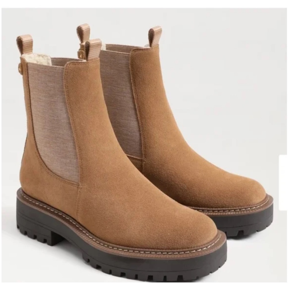 NWOT Sam Edelman Suede Lug Sole Shearling Lined Ankle Boots Size 5.5
